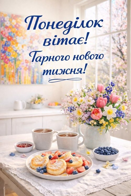понеділок, побажання, листівки